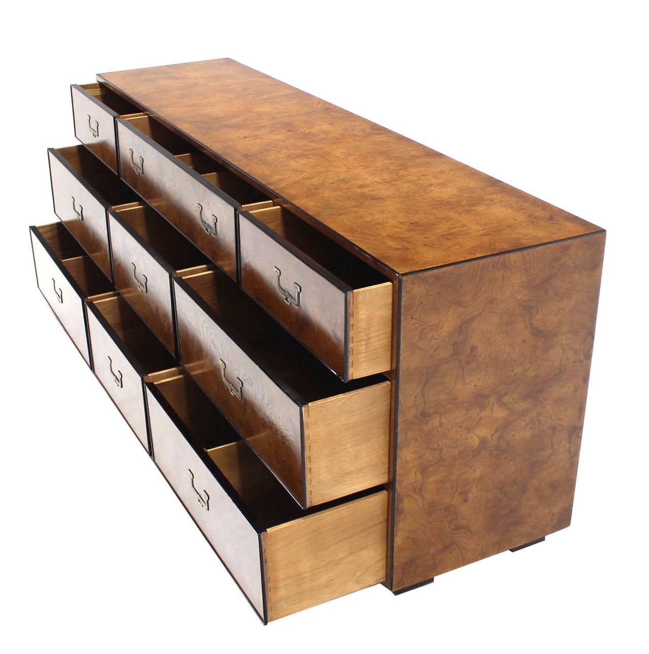 Burl Walnut Long Dresser Credenza by at 1stDibs