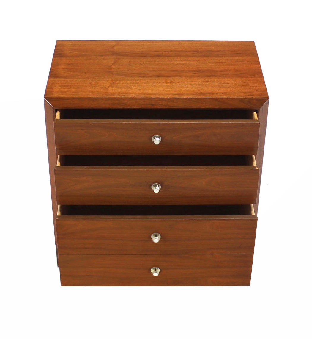 20th Century Four-Drawer Beveled Front Walnut Bachelor Chest