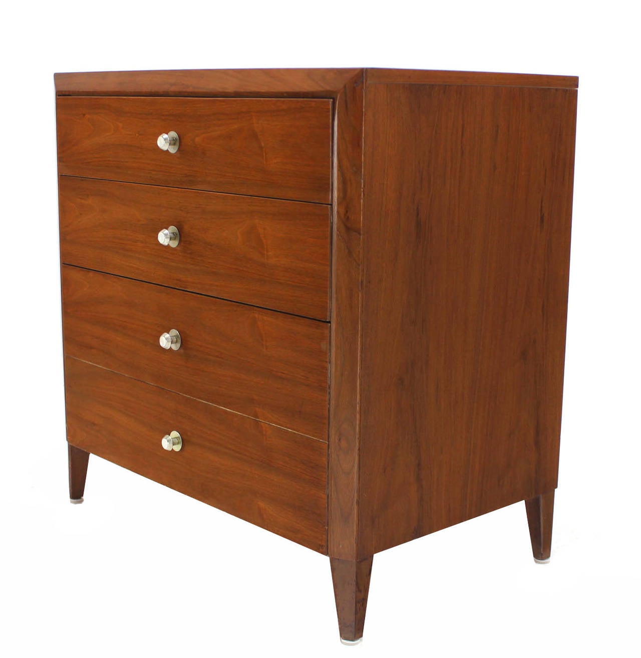 American Four-Drawer Beveled Front Walnut Bachelor Chest