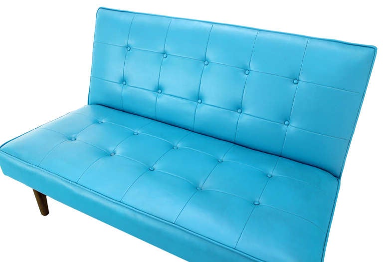 Pair of very nice turquoise upholstery loveseats, sofas, booths.