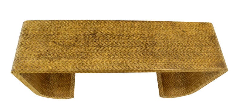 Grass Cloth Mid Century Modern Console Table