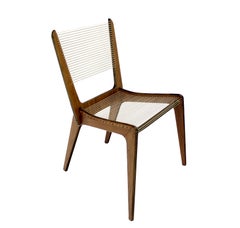 Danish Mid Century Modern Sling Side Chair Rope Seat Chair