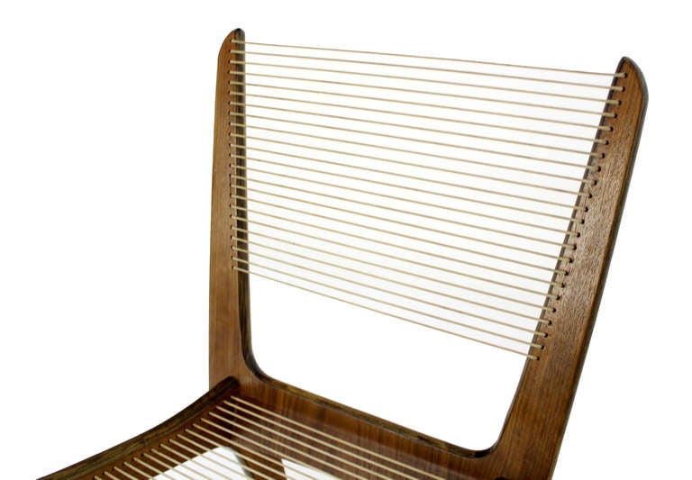 Danish Mid Century Modern Sling Side Chair Rope Seat Chair