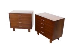 Pair of George Nelson Herman Miller Walnut Bachelor Chests Dressers Cabinets