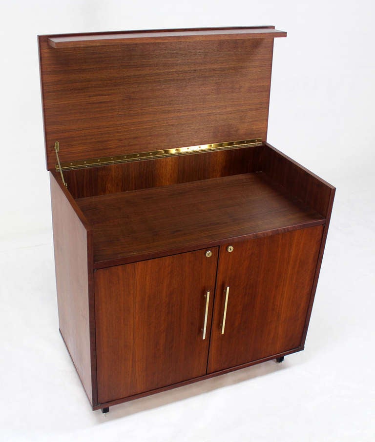 Mid-Century Danish Modern Walnut Refrigerated Bar Cabinet 4