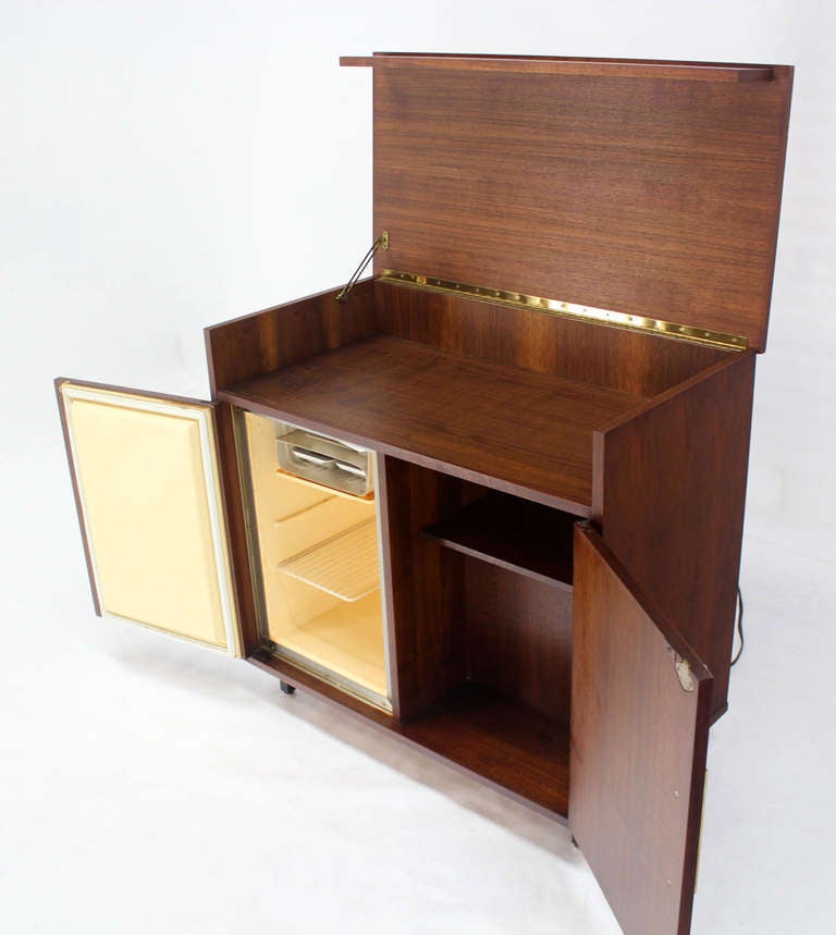 Mid-Century Modern Mid-Century Danish Modern Walnut Refrigerated Bar Cabinet