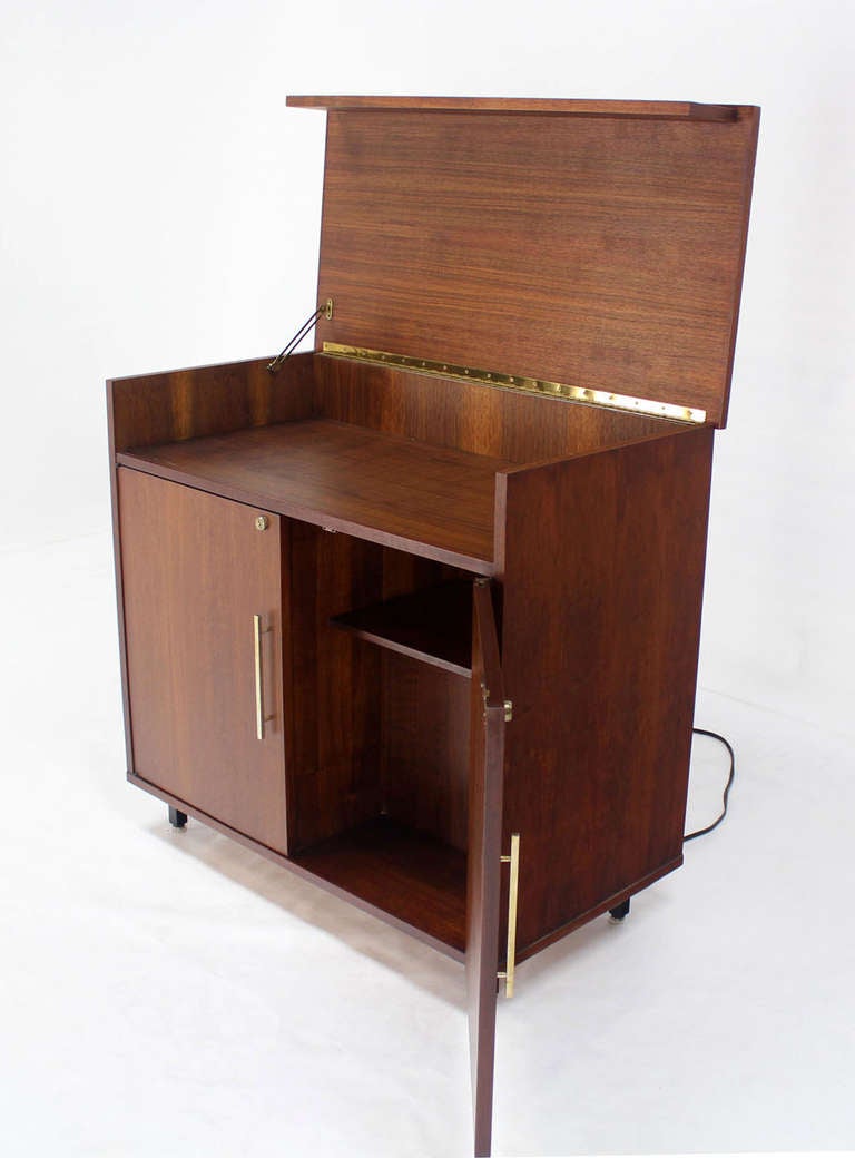 20th Century Mid-Century Danish Modern Walnut Refrigerated Bar Cabinet
