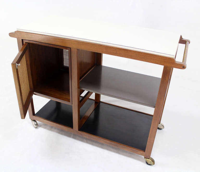 Mid-Century Modern Flip-Top Walnut Serving Cart 1