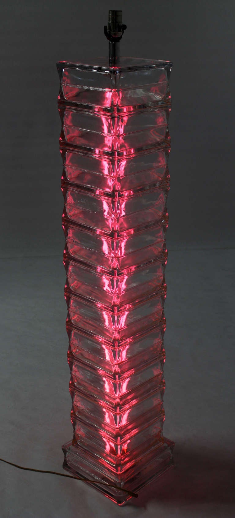 20th Century Italian Glass Block, Mid-Century Modern Floor Lamp