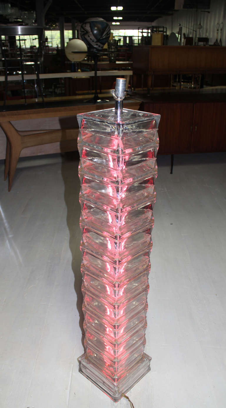 Italian Glass Block, Mid-Century Modern Floor Lamp 2