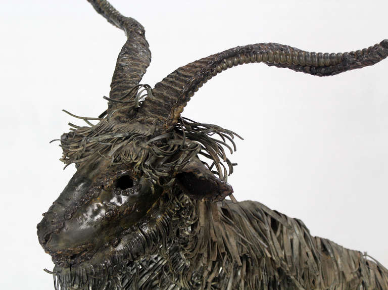 Tall MidCentury Modern Metal Sculpture of a Goat at 1stDibs metal