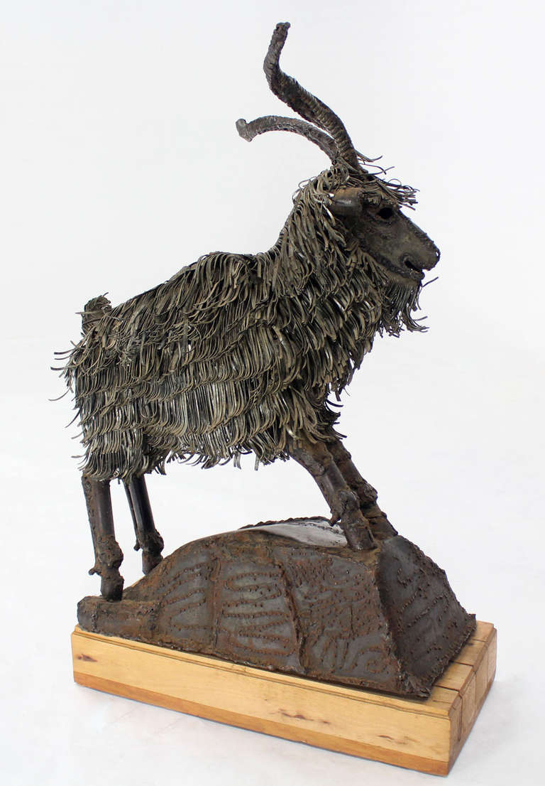 Tall Mid-Century Modern Metal Sculpture of a Goat 2
