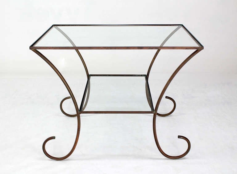 Deco Style Solid Brass Serving Console Hall Table circa 1930s 1