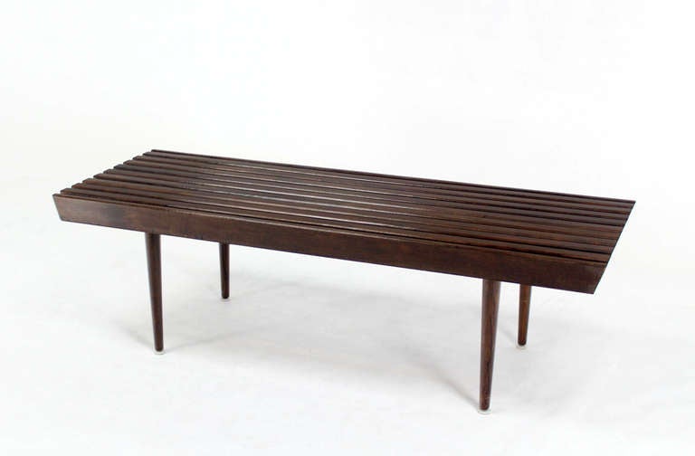 Mid-Century Danish Modern Slat Wood Bench