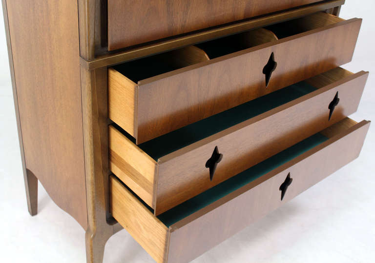 American Mid-Century Modern Danish Walnut High Chest Dresser