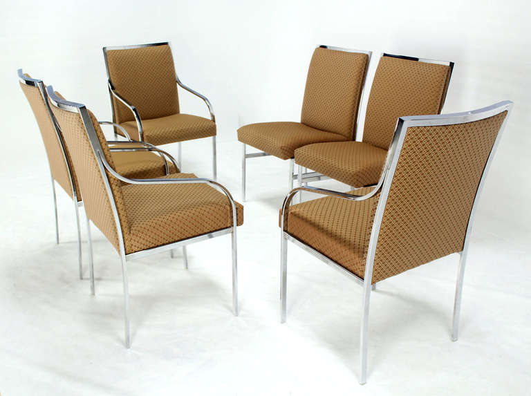American Set of Six Chrome Mid-Century Modern Dining Chairs