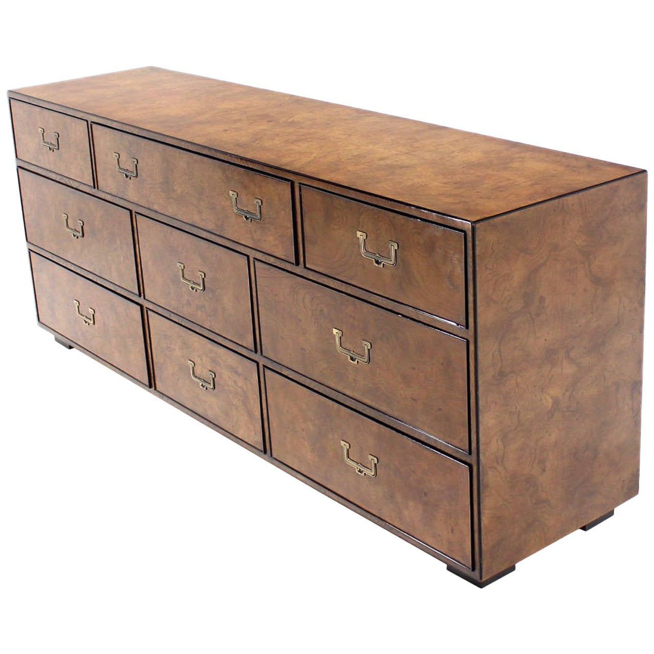 Burl Walnut Long Dresser Credenza by at 1stDibs