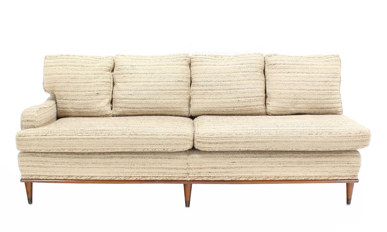 Mid Century Modern Two Part Thick Wool Upholstery Sofa In Excellent Condition In Rockaway, NJ