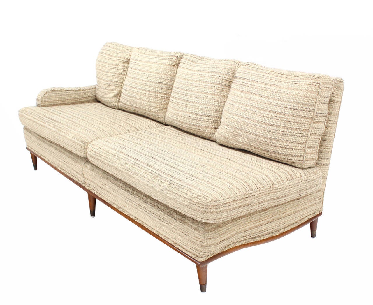 Mid Century Modern Two Part Thick Wool Upholstery Sofa For Sale at 1stdibs