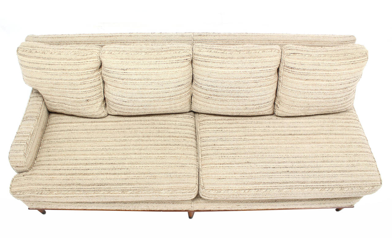 20th Century Mid Century Modern Two Part Thick Wool Upholstery Sofa