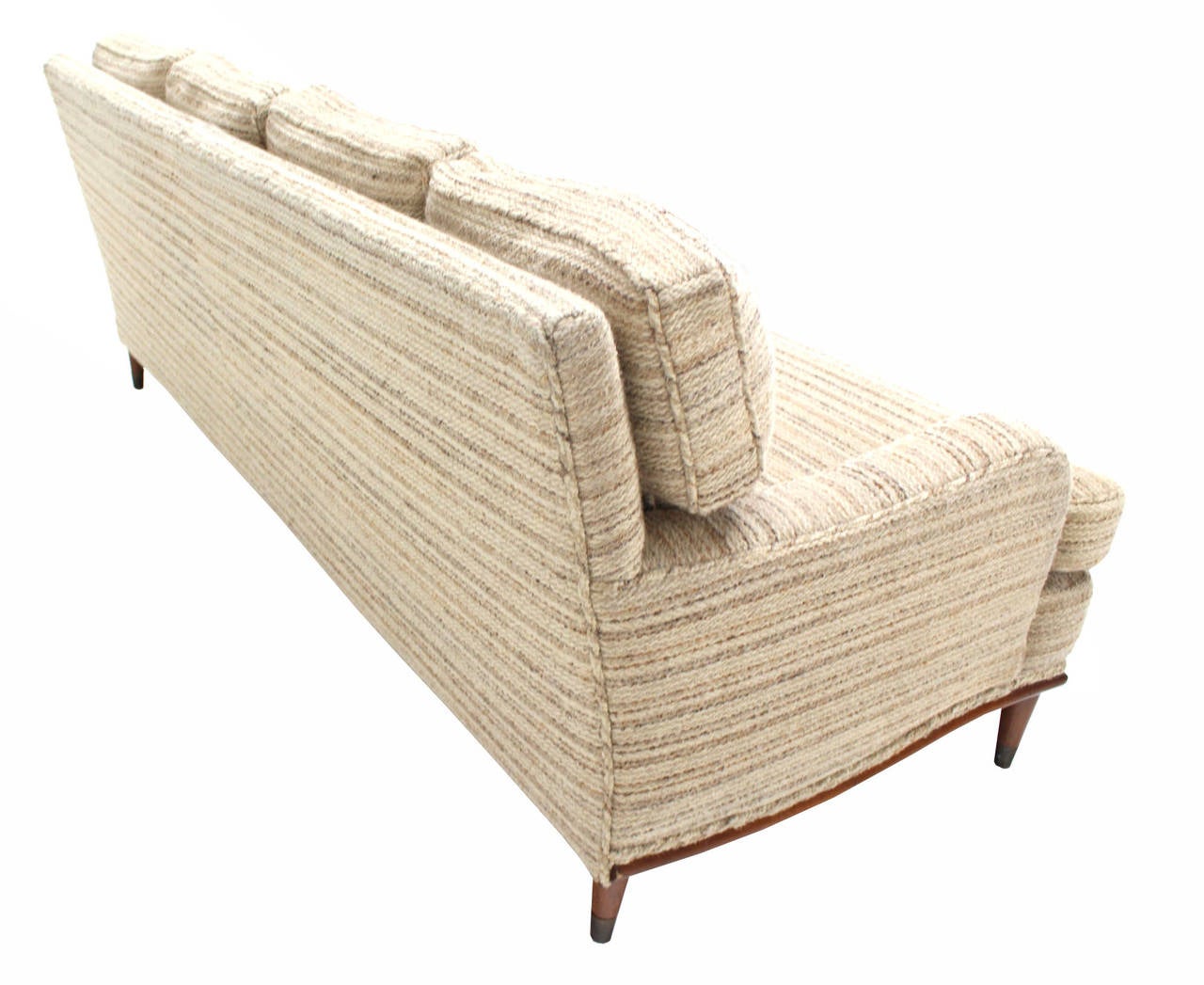 Very nice quality thick wool upholstery Mid-Century Modern two-part sectional corner sofa.