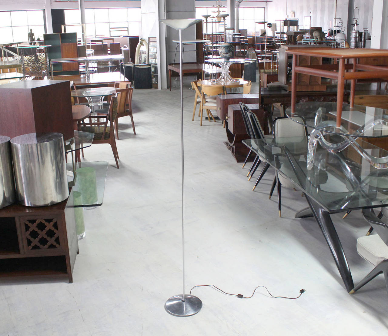 Estiluz designer chrome floor lamp. Made in Spain.