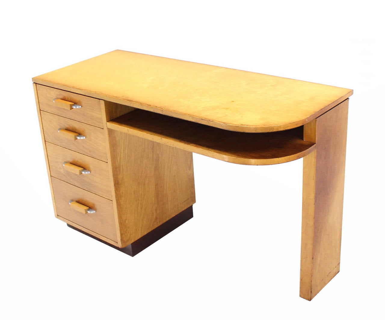 Mid-Century Modern Johnson Furniture Curved-Top Blonde Desk