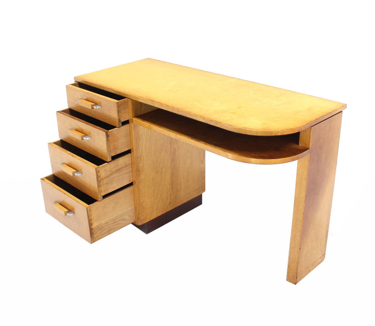 Johnson Furniture Curved-Top Blonde Desk In Good Condition In Rockaway, NJ