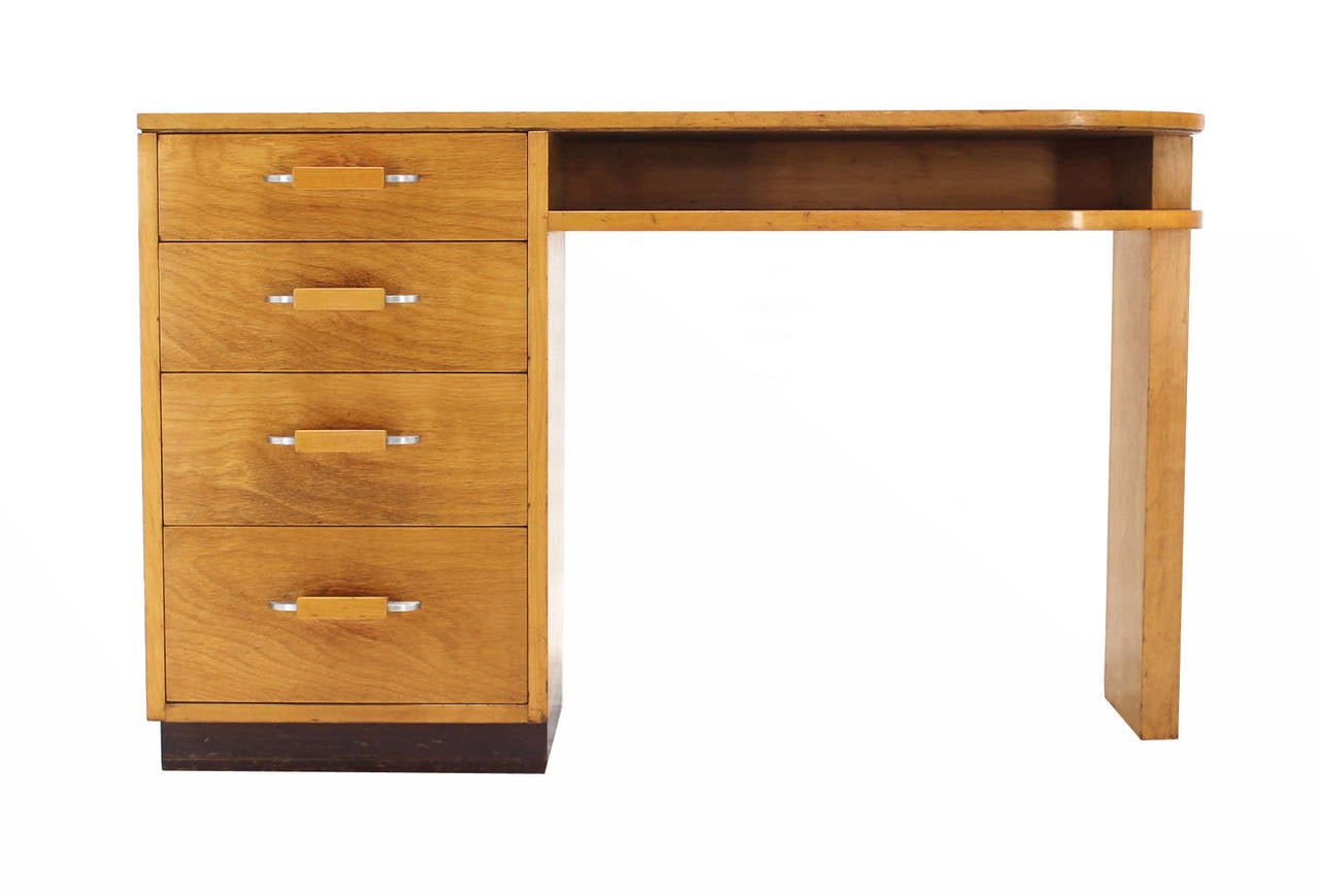 Johnson Furniture Curved-Top Blonde Desk 1