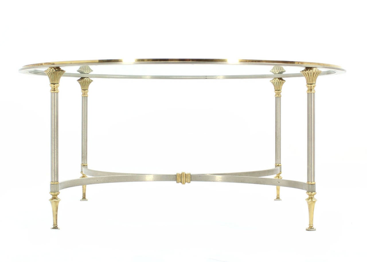 round brass and glass coffee table