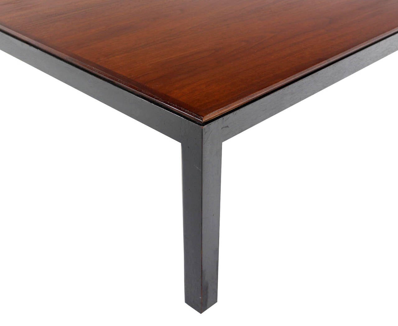 American Ebonised Frame Walnut Top Square Coffee Occasional Table