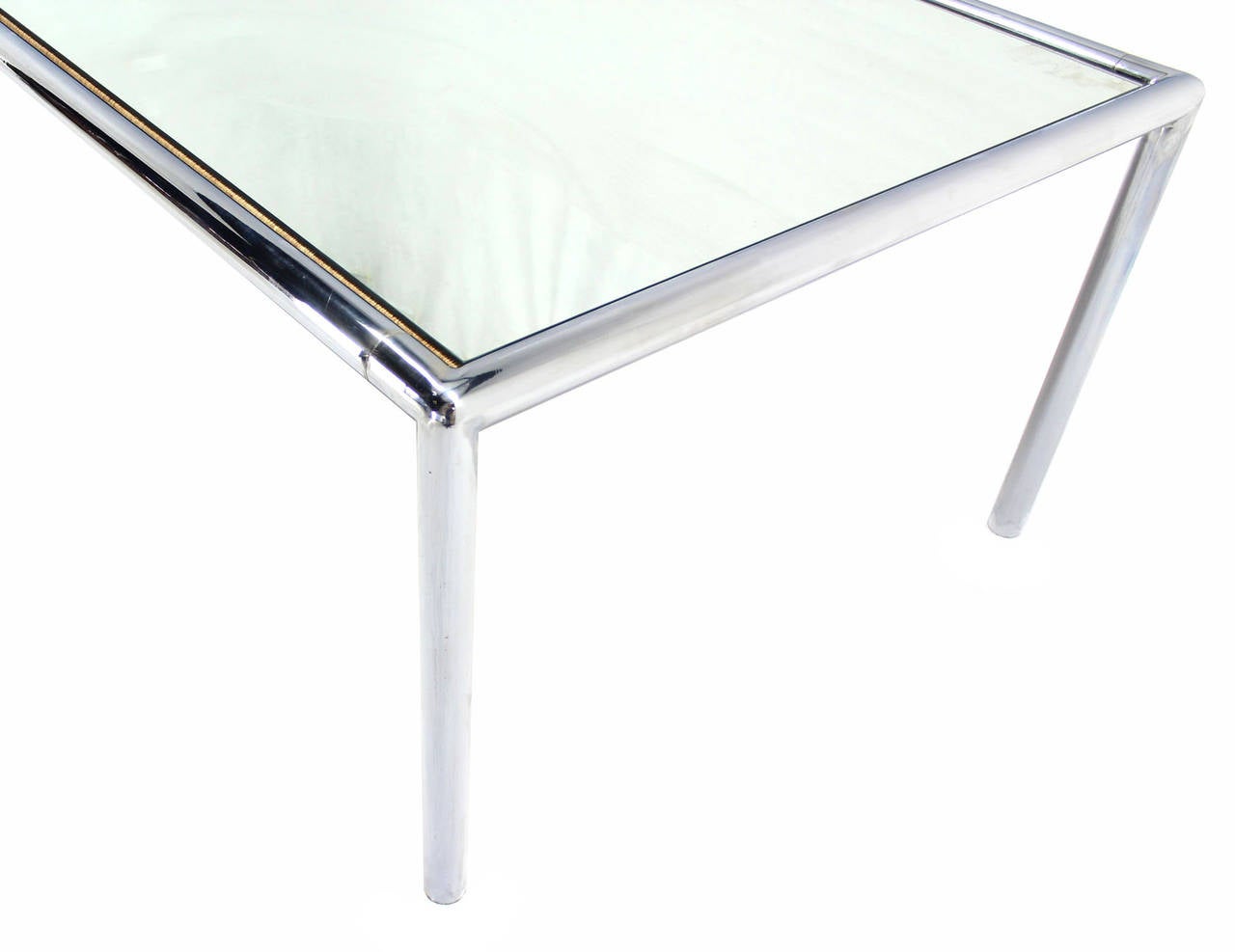 American Extra Long Chrome Tubular Design Dining or Conference Table w/ Mirrored Top