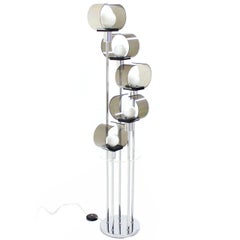 Chrome and Smoked Lucite Five-Light Floor Lamp