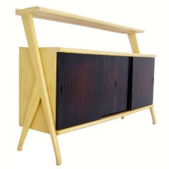 Mid Century Modern Sculptural Sliding Doors Credenza