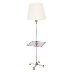 Vintage Mixed Metals Deco Style Cross Base Floor Lamp with Table