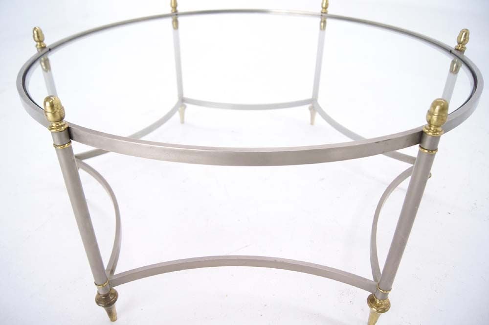 Mixed Metal Mid Century Modern Round Coffee Table