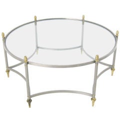 Mixed Metal Mid Century Modern Round Coffee Table