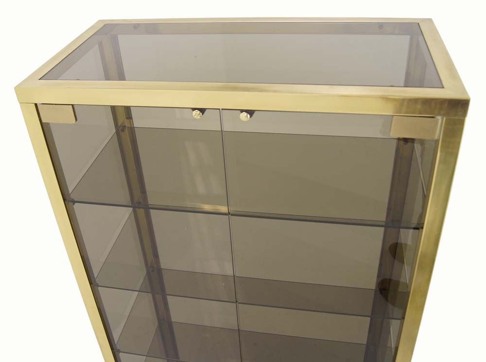 Modern Solid Brass Glass Curio Cabinet Display Case Vitrine 1