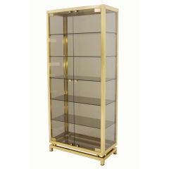 Modern Solid Brass Glass Curio Cabinet Display Case Vitrine