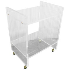 1" Thick Lucite Rolling Tea Cart Bar Stand