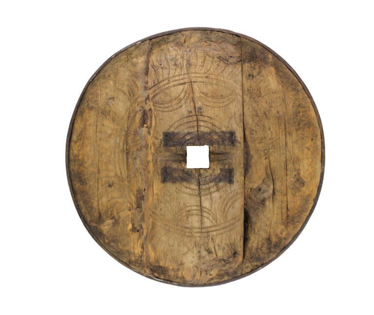 18th Century and Earlier Ancient Wood Forged Iron Wagon Wheel