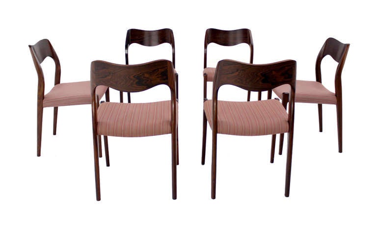 6 JL Moller Danish Mid Century Modern Rosewood Chairs  4