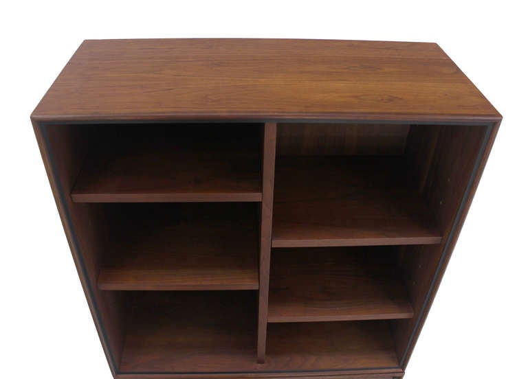 Mid-Century Modern Danish Mid Century Modern Walnut 2 Part Storage Cabinet Bookcase Shelf Wall Unit