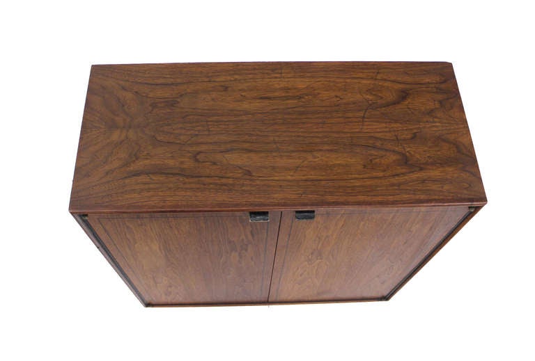 Danish Mid Century Modern Walnut 2 Part Storage Cabinet Bookcase Shelf Wall Unit 2