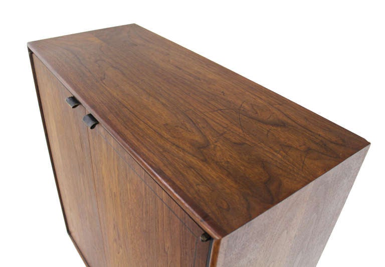 Danish Mid Century Modern Walnut 2 Part Storage Cabinet Bookcase Shelf Wall Unit 3