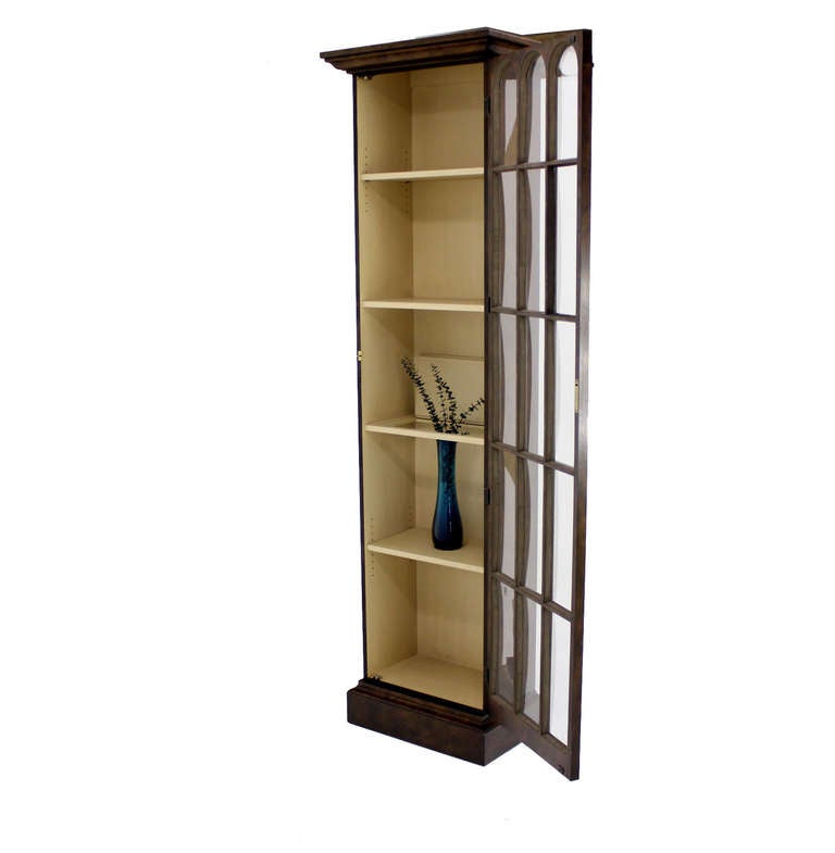 Tall Bookcase Cabinet Storage, Skinny Bookcase With Glass Doors