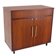 Vintage Mid-Century Danish Modern Walnut Refrigerated Bar Cabinet