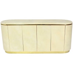 Vintage Mid-Century Modern, Drum Shape Long Credenza Server in the Springer Style