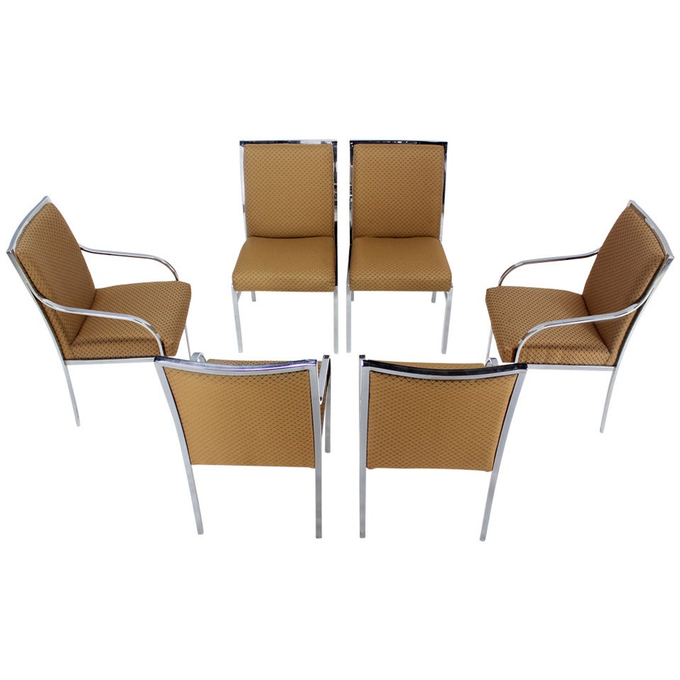 Set of Six Chrome Mid-Century Modern Dining Chairs