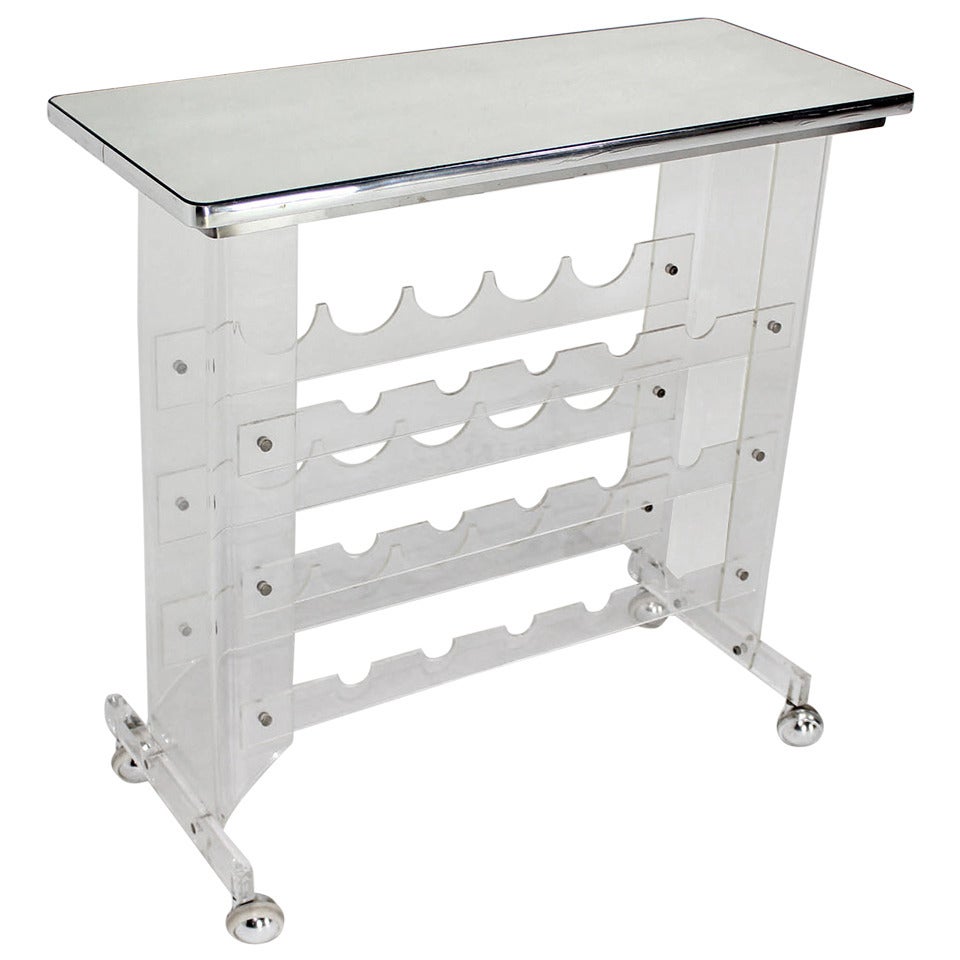 MidCentury Modern Lucite Wine Rack Server or Mini Bar Cart at 1stDibs
